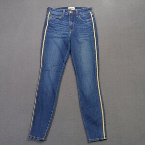 L'agence Jeans Women's 25 Blue With Gold Stripes Margot Skinny High Rise Neptune